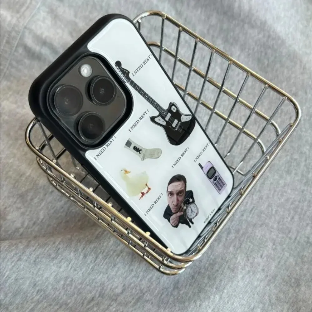 Funda de teléfono creativa de nicho inglés "I Need Rest" para iPhone17 16 15 14 13 12 11 Pro Max air Plus, funda bonita y suave Y2K - imagen 2