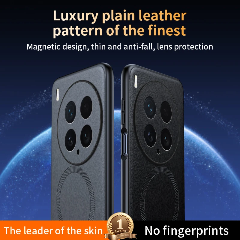 Para VIVO X200 Ultra funda protectora de cuero magnética para VIVO X200 Ultra antihuellas antideslizante PC + TPU - imagen 3