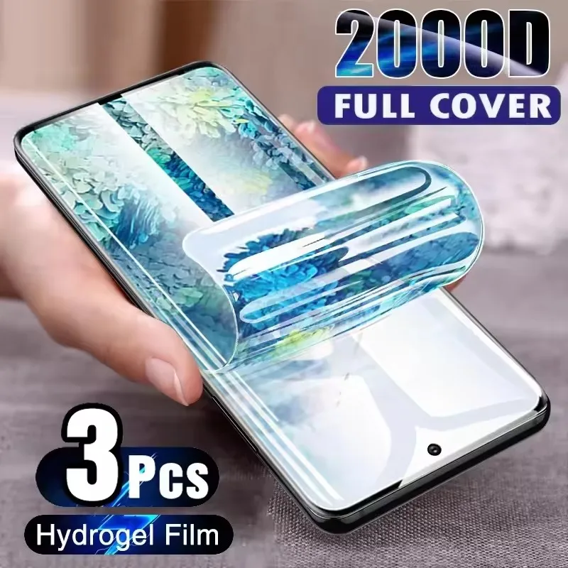 3 uds película de hidrogel para Samsung S25 S24 S23 S22 Ultra Plus FE Protector de pantalla de cubierta completa A56 A36 A15 A16 5G