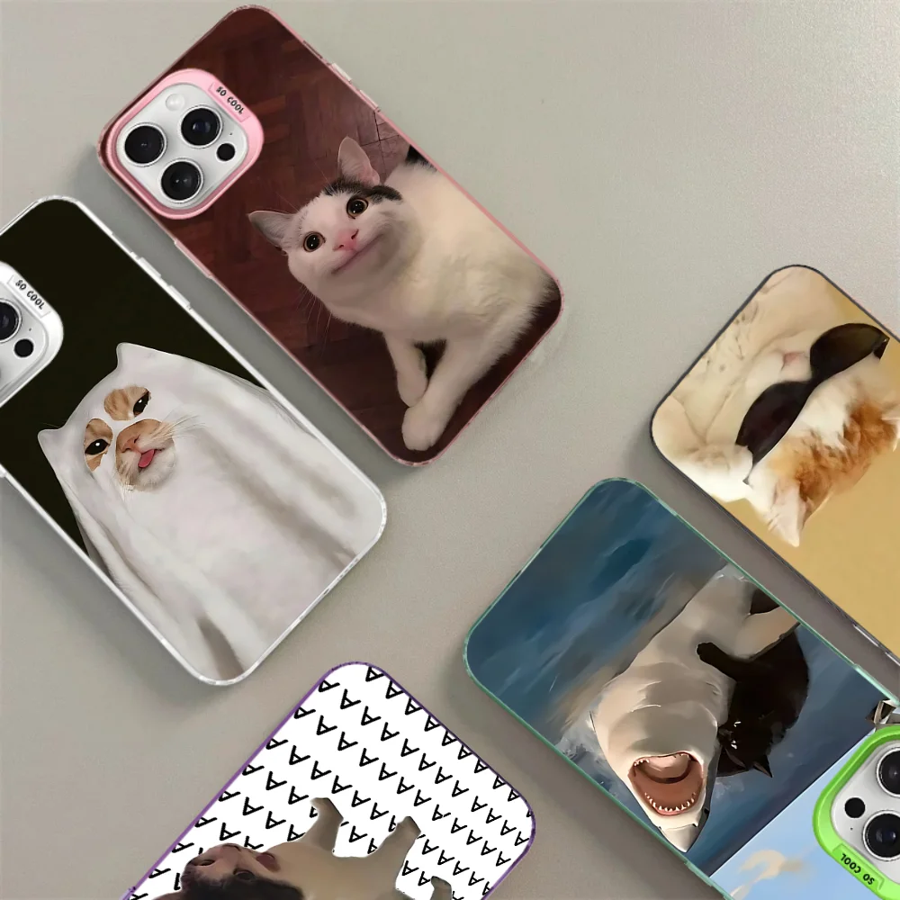 Funda de teléfono Network Pop Cute Cat MEME para IPhone 16 15 14 13 12 11 Pro Max X XR XSMAX 8 7 Plus, funda trasera mate a prueba de golpes