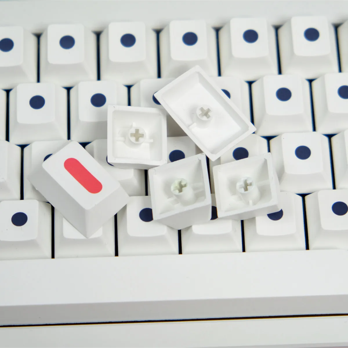 Teclas de punto redondo de 133 teclas, juego blanco minimalista, sublimación de tinte PBT, perfil de cereza para interruptores Mx, teclado mecánico Wooting60 - imagen 3