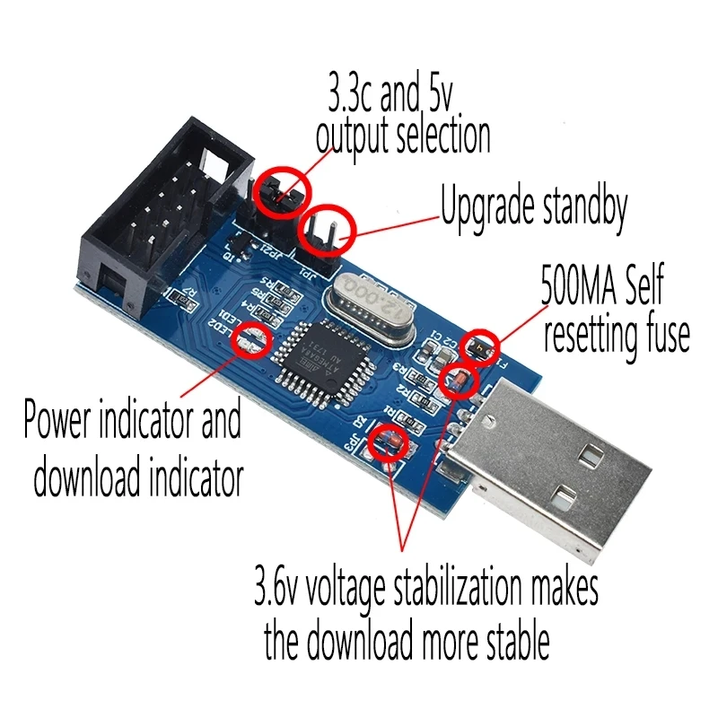 Programador oficial USBASP USBISP AVR USB ISP USB ASP ATMEGA8 ATMEGA128 compatible con Win7 64 - imagen 2