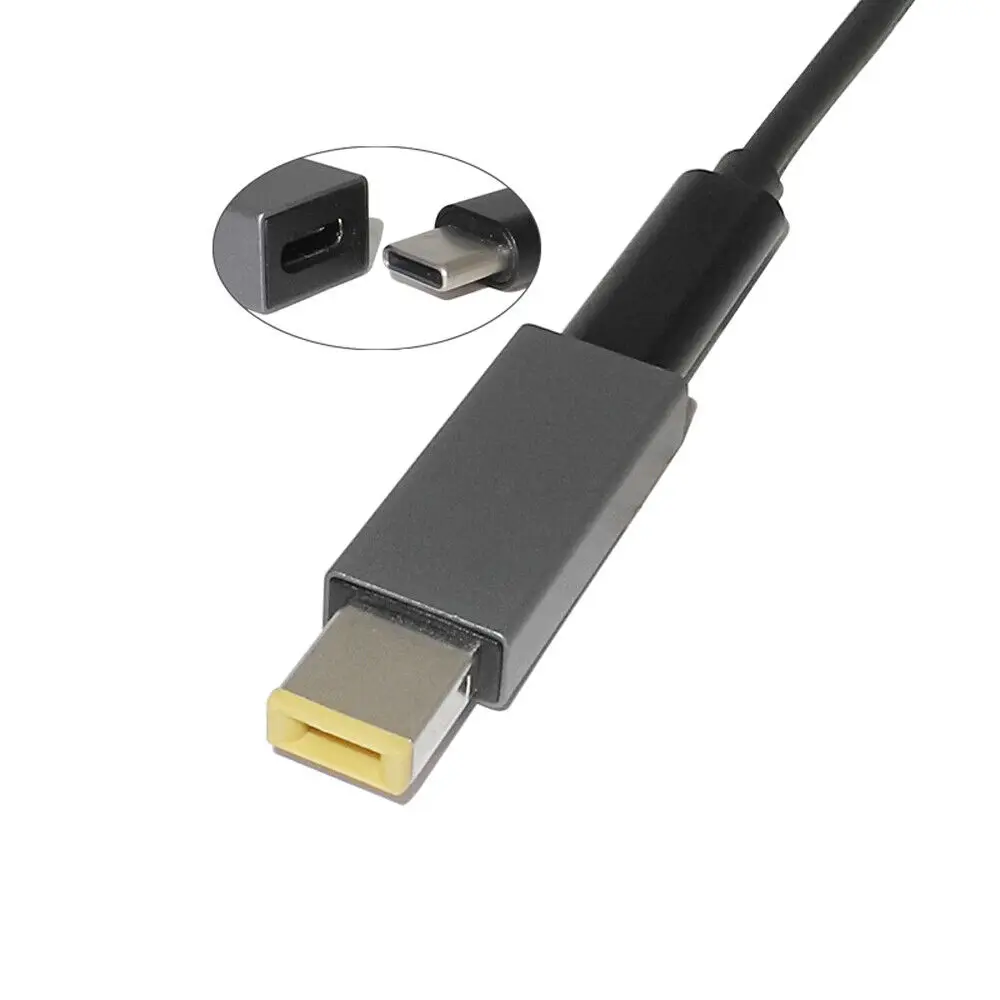 Adaptador PD USB tipo C a 10x6mm, convertidor de punta cuadrado para ordenador portátil Lenovo de 90W o por debajo de los portátiles con punta CC cuadrada, 1 ud. - imagen 2