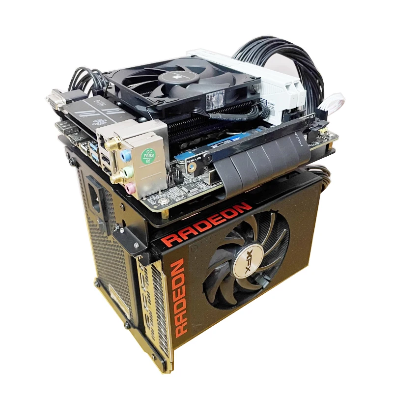 Mini ITX chasis abierto PC rack base de alimentación ITX metal simple creativo DIY estante abierto