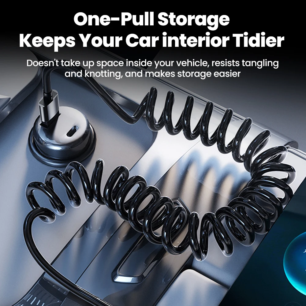 Cable de datos de resorte USB A a tipo C, codo 6A, Cable de carga rápida para Huawei, Cable cargador de teléfono de 1M y 1,8 M para iPhone 15 16 17 Samsung - imagen 4