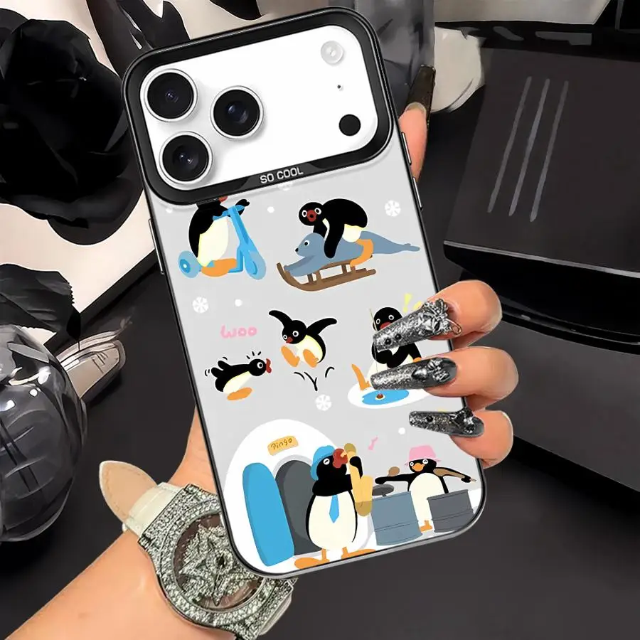Funda trasera de teléfono para iPhone 16 17 Pro Max XR 16e 17Air 13 XS 15 Plus 12 11 14 Snow Winter Cartoon P-ingu - imagen 3