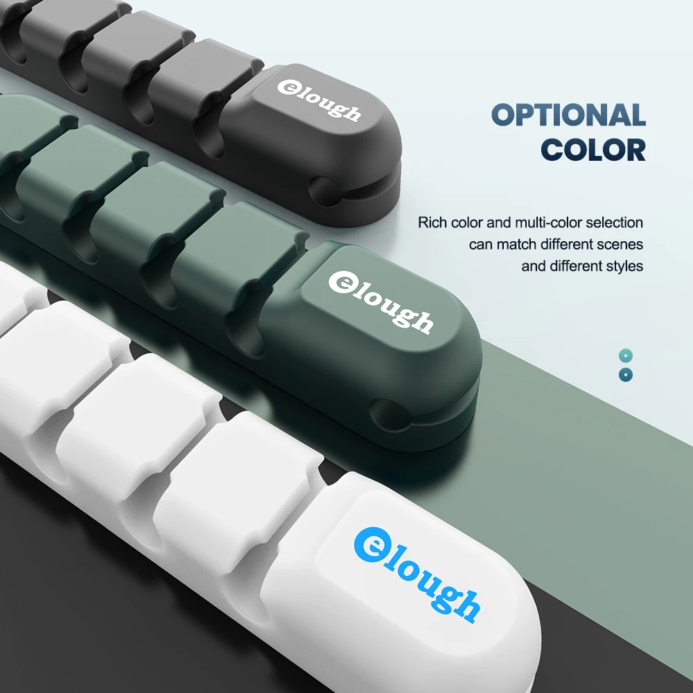 Elough organizador de cables de silicona, bobinador de cables USB, gestión ordenada de escritorio, soporte de cables de 3 Clips para ratón, 3 5 7 clips Organizador de cables, organizador de cables de auriculares - imagen 5