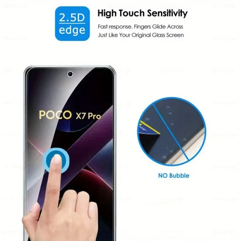 Protector de pantalla de vidrio templado para Xiaomi Poco X7 Pro 5G, desbloqueo de huellas dactilares, 3 uds. - imagen 4