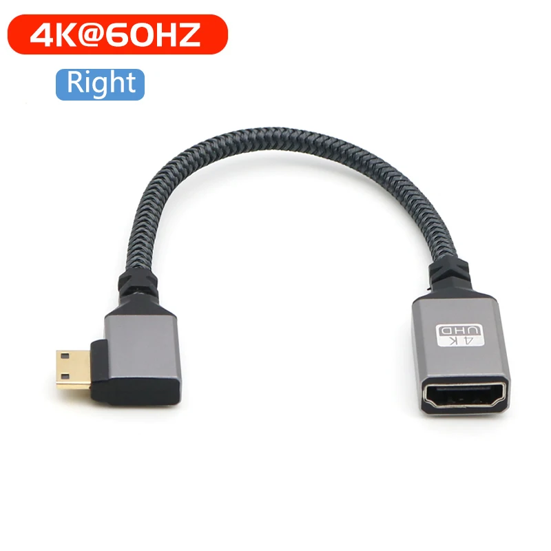 Cable corto de codo hembra compatible con Mini hdmi a HDMI 4K. Conversión de vídeo HD mini a estándar, utilizado para conectar la cámara - imagen 5