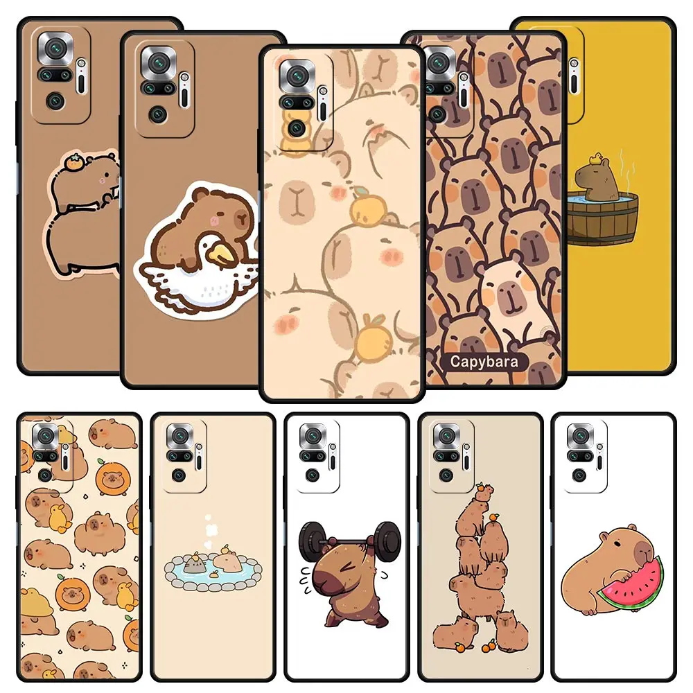 Funda de teléfono para Xiaomi Redmi Note 14 13 12 5G 11 10 Pro Plus 4G 9S 9 14C 13C 12C 10C 9C 9A cubierta de dibujos animados Capibara pareja emparejada