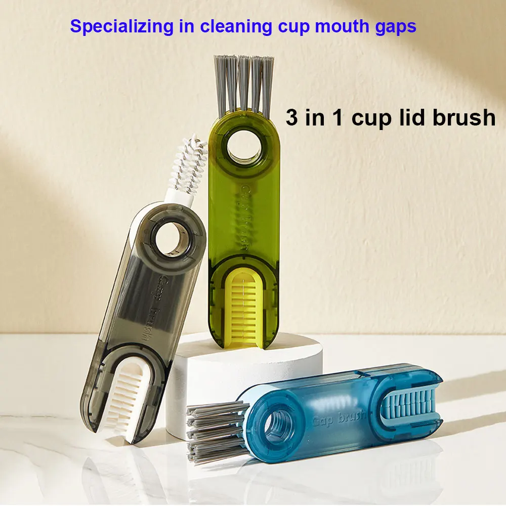 Herramienta de limpieza 3 en 1, cepillo para taza, microcepillos para tapa, producto útil, cubierta multifunción para botella de agua de lactancia, cepillo de limpieza para el hogar - imagen 4