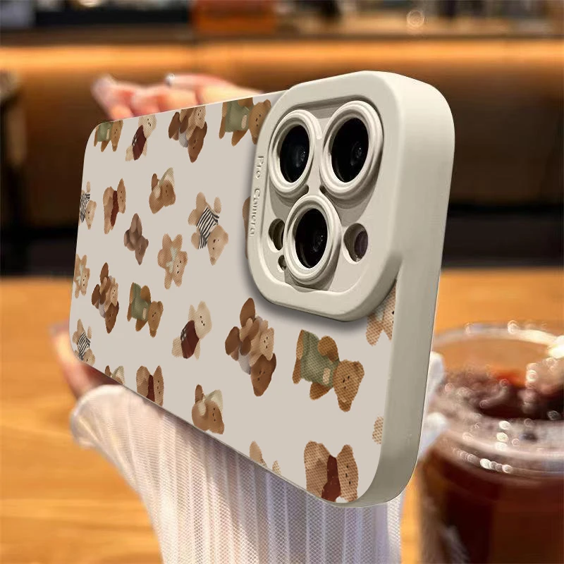 Funda de teléfono con diseño de oso bonito para Xiaomi Redmi 13, 12, 12C, 13C, 14C, Redmi Note 14, 13, 12 Pro Plus, 5G, 12S, 11, 10, funda suave a prueba de golpes - imagen 2
