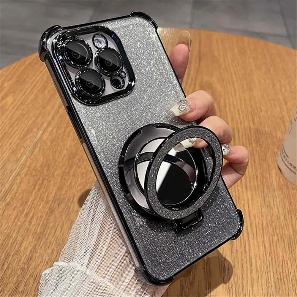 Funda de silicona con purpurina a prueba de golpes para Xiaomi Poco X7 X6 Pro M6 F7 F6 F4 X5 X3 NFC POCO C65 C75 funda con soporte magnético para espejo - imagen 5