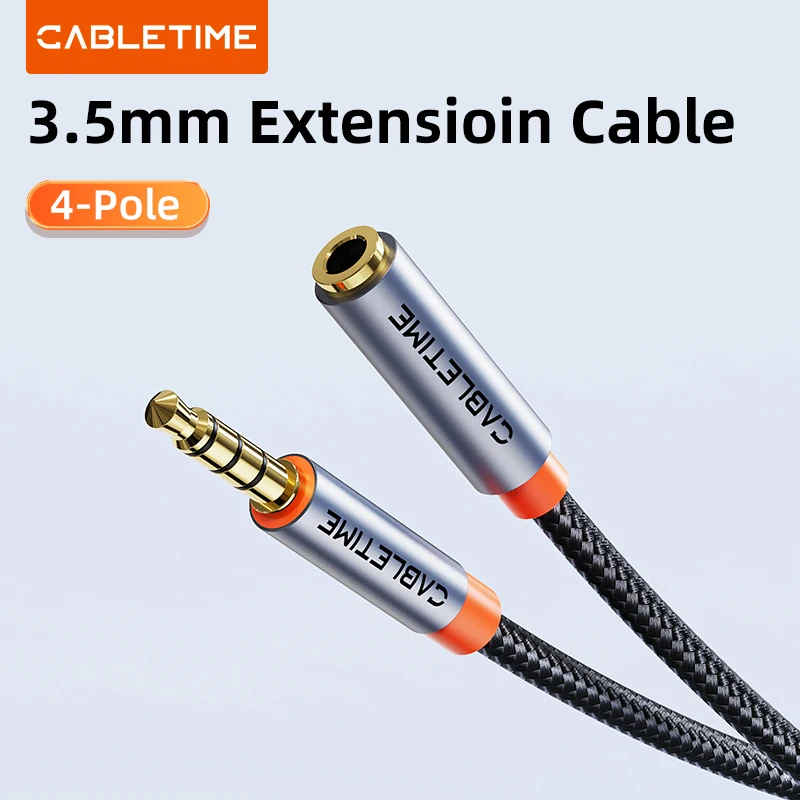 CABLETIME Jack 3,5 Cable de extensión auxiliar macho a hembra Audio auxiliar para ordenador portátil Mini PC TV Xiaomi Huawei estéreo 3,5 mm Jack auriculares - imagen 2