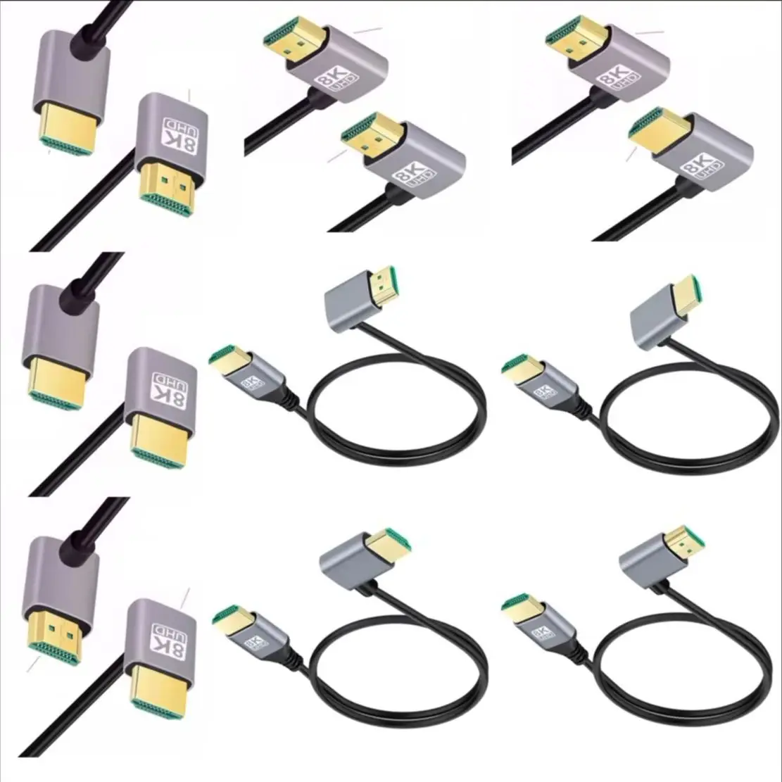 Cable HDMI de 8K de 2,1 V, Cable macho a macho, ángulo izquierdo/derecho/arriba/abajo de 90 grados, cable HDMI de 8K para TV HD, portátil, proyector, PS4, PS5 - imagen 2