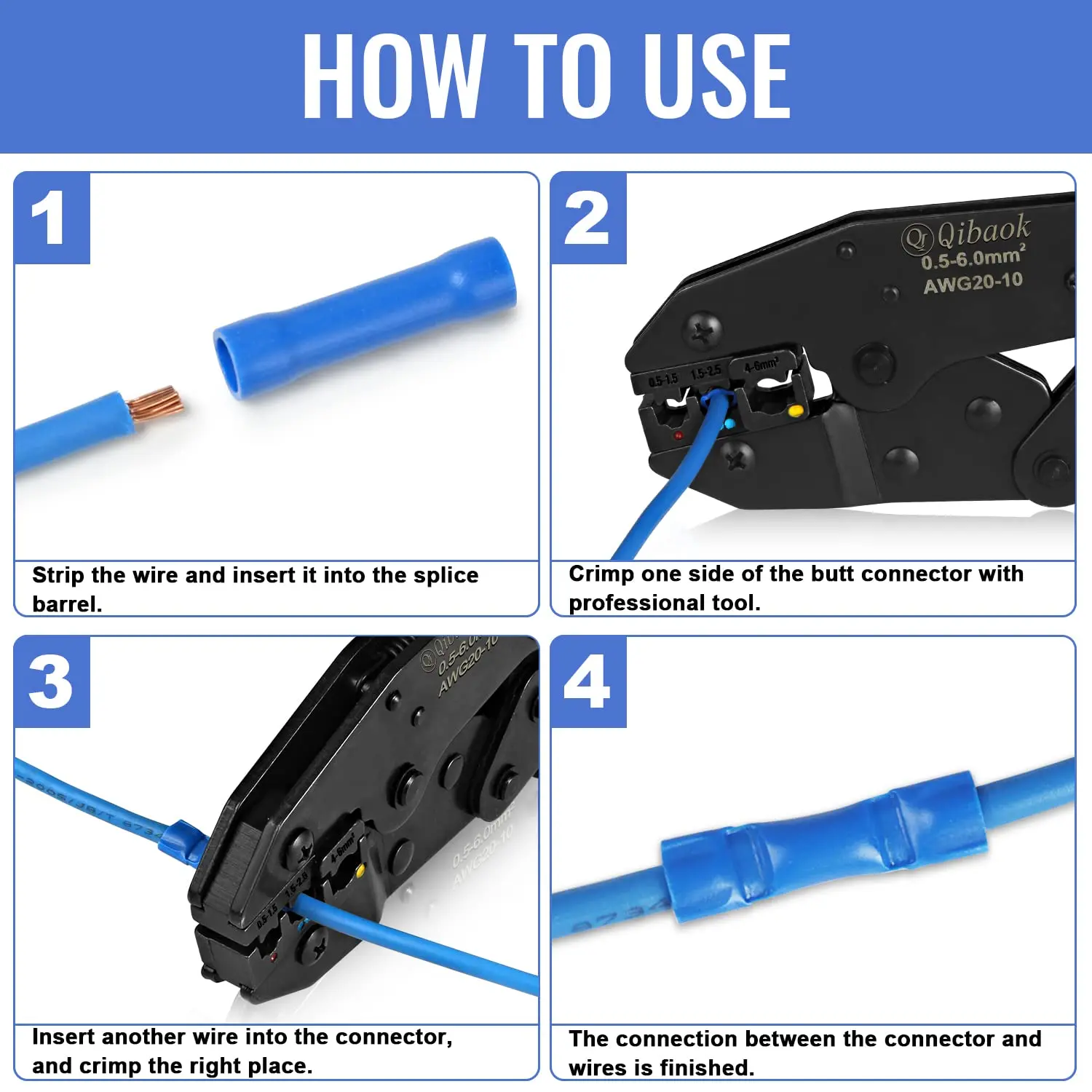 300 Uds. Conectores de engarzado de empalme a tope conectores de terminales de cable recto eléctricos aislados 10-22AWG Termina de empalme a tope surtido - imagen 3
