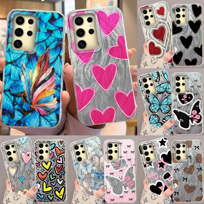 Funda para Samsung Galaxy A56 S24 S25 Plus Ultra A15 A25 A55 A35 A16 A26 A36 5G funda de teléfono Graffiti nuevos patrones de amor rosa parachoques - imagen 2