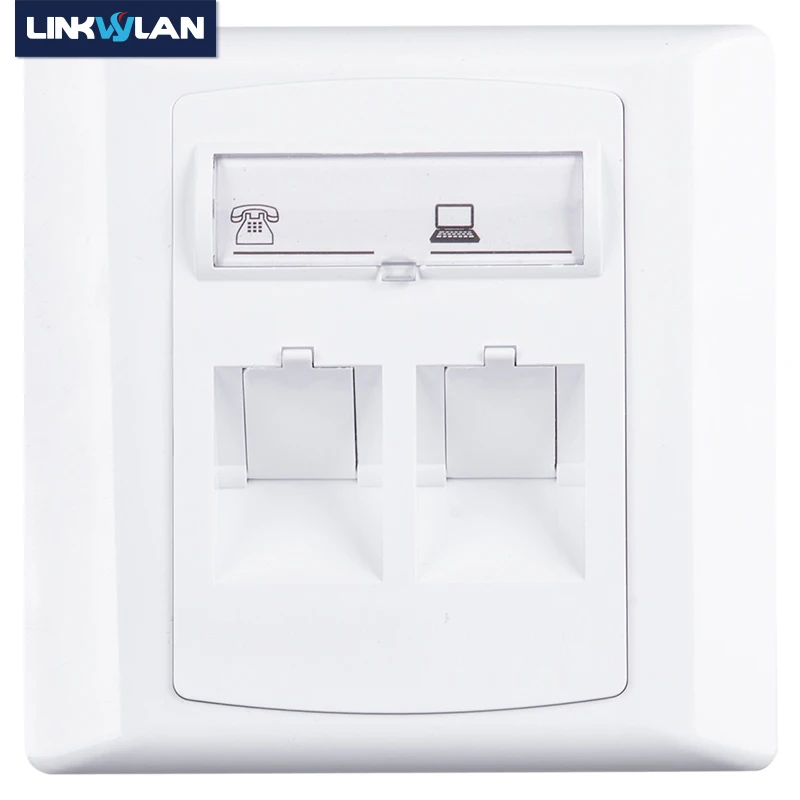 Linkwylan-cubierta de pared de red CAT6 RJ45, Panel de Internet de 1 puerto Dual, toma LAN, placa frontal para interruptor Ethernet, 86x86mm - imagen 2