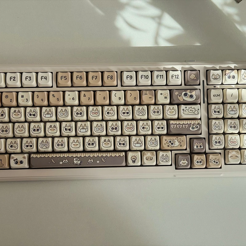 Juego de teclas con tema de pasta de frijol siamés, perfil PBT MOA, 130 teclas, teclas originales personalizadas hechas a mano para accesorios de teclado mecánico - imagen 4