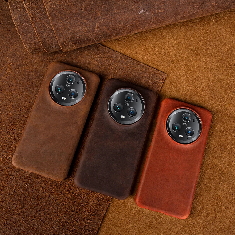 ZWW Crazy House Funda de cuero genuino para Honor Magic 7 Pro funda para Magic6 Pro Lite estética Vintage Retro - imagen 3