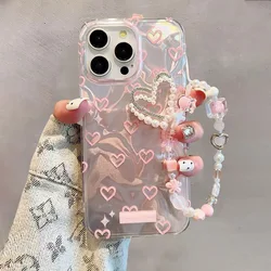 Funda Infinix Hot 50 Pro Plus con cadena de perlas y corazón