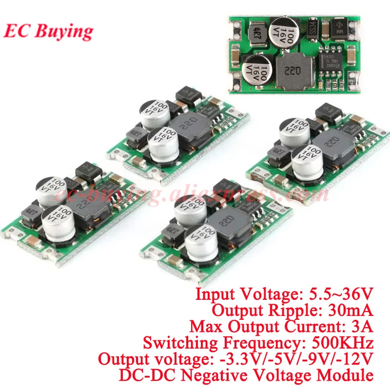 10 uds/1 unidad DC-DC módulo de fuente de alimentación de voltaje negativo placa convertidora salida de voltaje inverso-3,3 V/-5V/-9V/-12V entrada de 5,5-36V