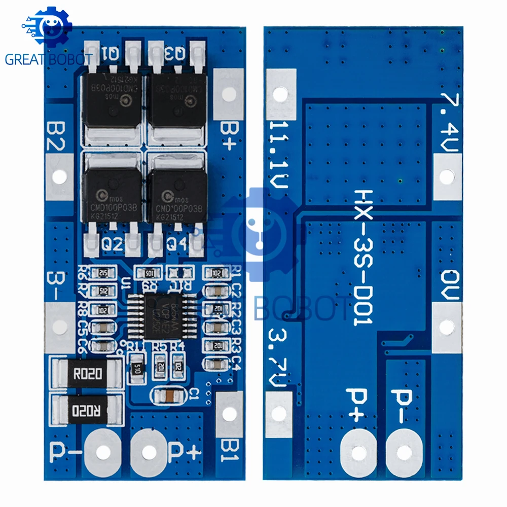 BS 3S 20A 18650 Li-ion cargador de batería de litio Placa de protección 10,8 V 11,1 V 12V 12,6 V eléctrico 10A Lipo BMS PCB módulo PCM - imagen 5