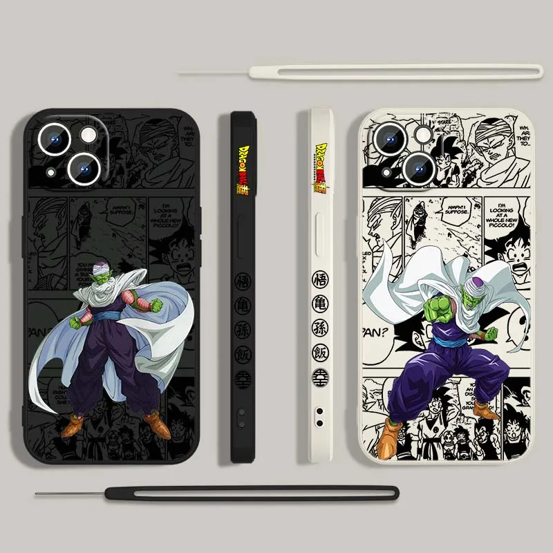 D-Dragon Ball Anime Piccolo para Apple iPhone 17 16 15 14 13 12 11 Air Mini Plus Pro Max cubierta de la caja del teléfono de la cuerda izquierda líquida - imagen 2