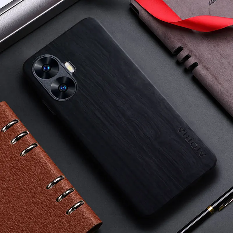 Funda para Realme C55 C53 C35 C33 C31 C30 4G funda con patrón de madera de bambú funda trasera de cuero para realme c55 c53 c35 c33 c31 capa - imagen 4