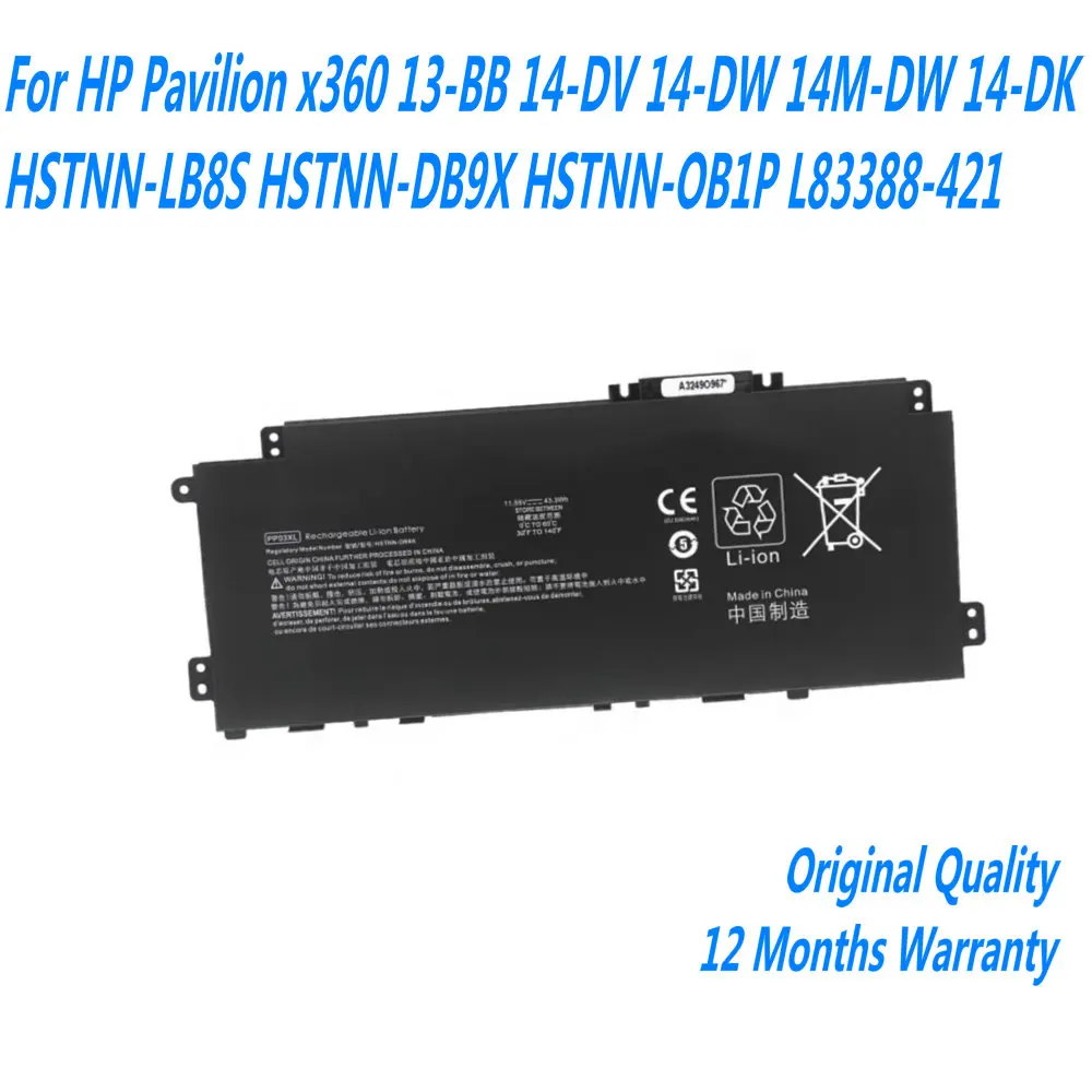 Nueva batería de ordenador portátil PV03XL PP03XL para HP Pavilion x360 13-BB 14-DV 14-DW 14M-DW 14-DK HSTNN-LB8S HSTNN-DB9X HSTNN-OB1P L83388-421