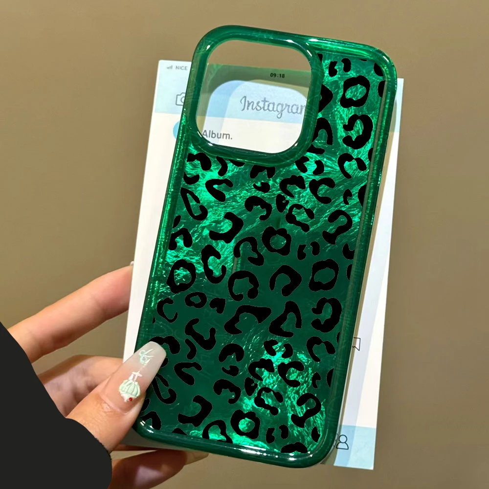Funda de teléfono INS con estampado de leopardo verde profundo para Samsung Galaxy S25 S24 S23 S22 S21 S20 FE Plus Ultra Shell funda de silicona TPU - imagen 2