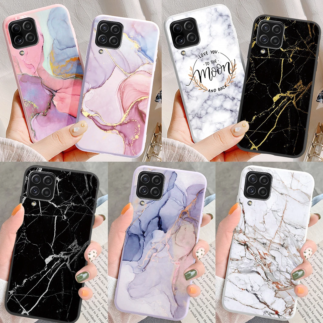 Funda de teléfono con diseño de mármol para Samsung Galaxy A12 F12 M12 A22 Funda protectora suave Funda para Samsung A 12 22 M Coque transparente
