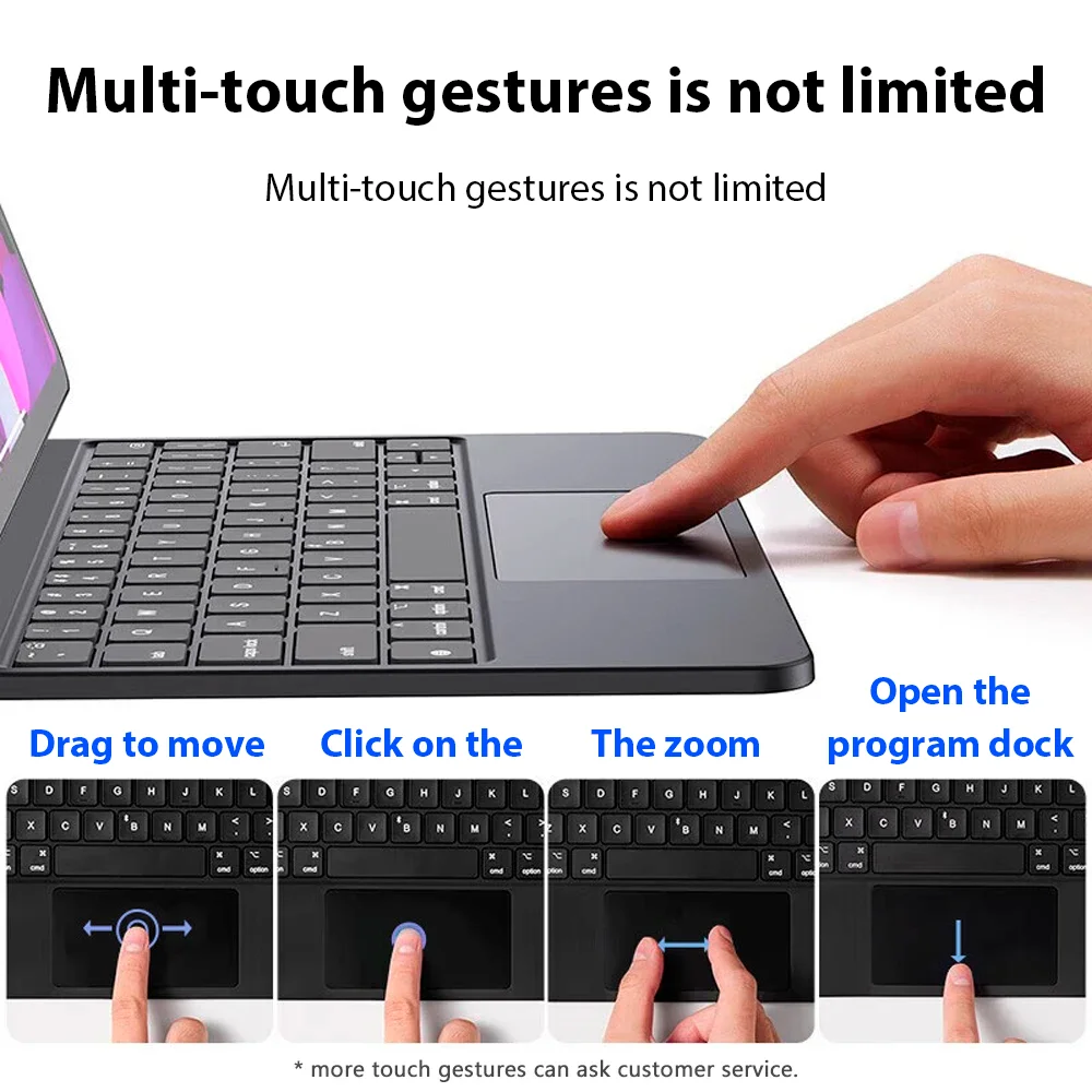 Teclado mágico para Samsung Galaxy Tab S7-S9 FE 11 "Plus S7-S9 + FE + 12,4" funda para tableta retroiluminada Bluetooth teclado inalámbrico ratón - imagen 4