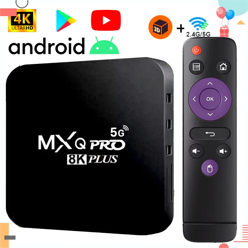 MXQ Pro Caja de TV inteligente Android12 8K con H3 2.4/5G Doble WIFI 3D Reproductor multimedia de video Cine en casa TV Para decodificador 2025