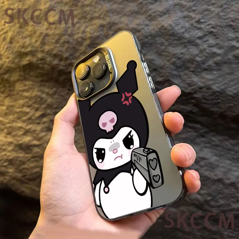 Sanrio Kuromi-funda de color plateado para iPhone, carcasa a prueba de golpes para modelos 16, 15, 14, 13, 12, 11 Pro Max, XR, XS, X, 7, 8 Plus, Y2K - imagen 5