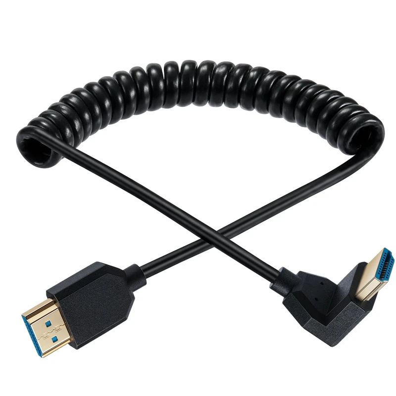 Cable en espiral HDMI de 90 grados 8K, cable en espiral HDMI macho a macho en ángulo extremo fino hacia abajo, cable HDMI corto de alta velocidad 48Gbps - imagen 4