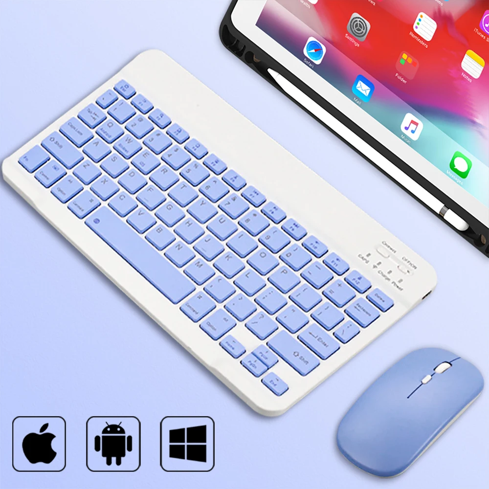 Teclado inalámbrico Bluetooth Universal para teléfono móvil, tableta, teclado y ratón, Mini teclado Bluetooth, accesorios para teclado Ipad