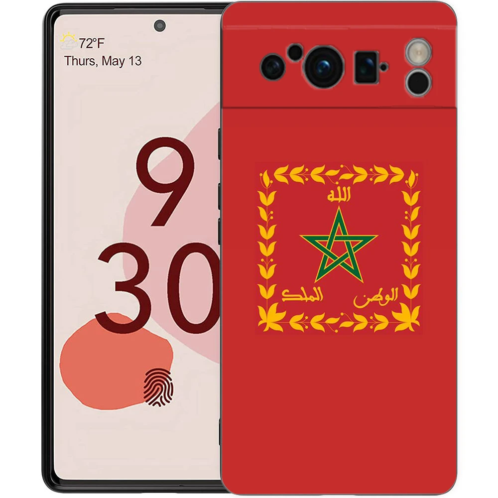 Funda de teléfono con pasaporte Maroc Marruecos con bandera marroquí para Google Pixel 9 8 7 6 Pro XL 8A 6A 7A 5G, funda negra de TPU suave - imagen 3