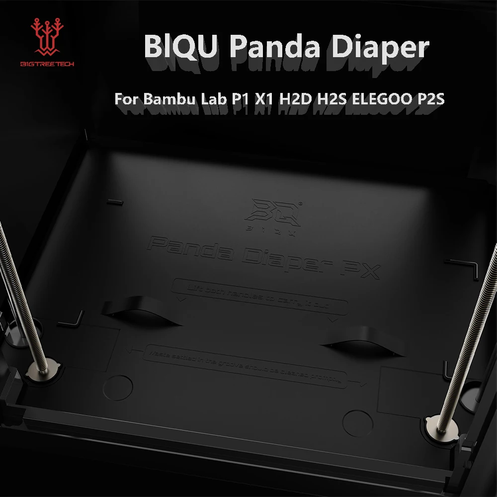 BlQU Panda pañal de silicona moldeado de precisión manijas integradas bordes elevados actualización para Bambu Lab P1 X1 H2D H2S ELEGOO P2S