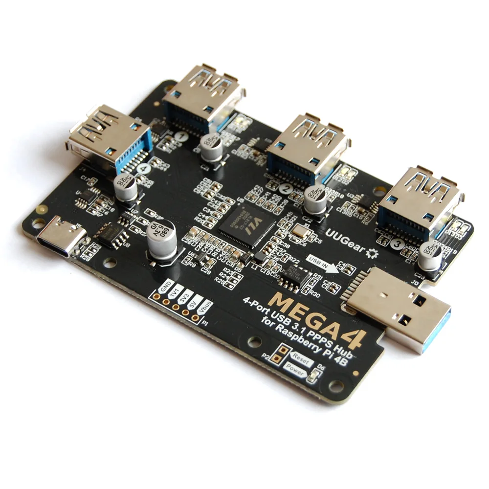 MEGA4: HUB PPPS USB 3.1 de 4 PUERTOS PARA RASPBERRY PI 4B