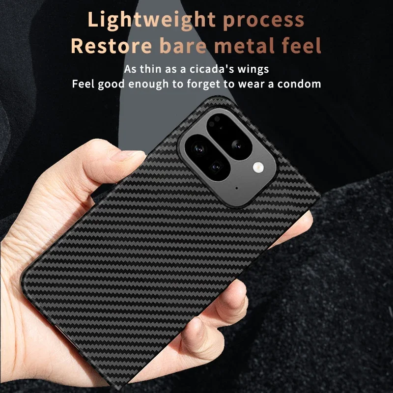 Funda de teléfono de fibra de carbono plegable para Google Pixel 9 Pro, carcasa de parachoques de PC dura, protección completa a prueba de golpes - imagen 5