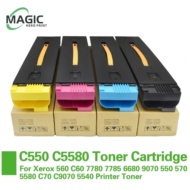 Cartucho de tóner C550 C5580 con Chip, Compatible con impresora Xerox 560 C60 7780 7785 6680 9070 550 570 C70 C9070 5580