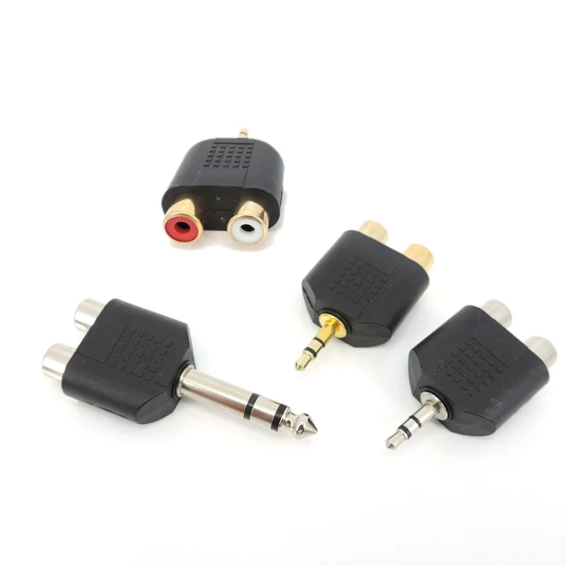 Conector Dual Rca hembra de 1/4 pulgadas, convertidor de Audio estéreo de 3 polos, 3,5mm, 6,5mm, 6,35mm, macho a Jack Y divisor, adaptador AV - imagen 2