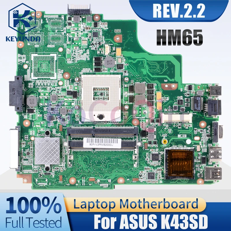 K43SD para ASUS K43E K43SD A43E P43EMAIN placa 60-N3RMB2001 HM65 REV.2.2 placa base para portátil completamente probada - imagen 3
