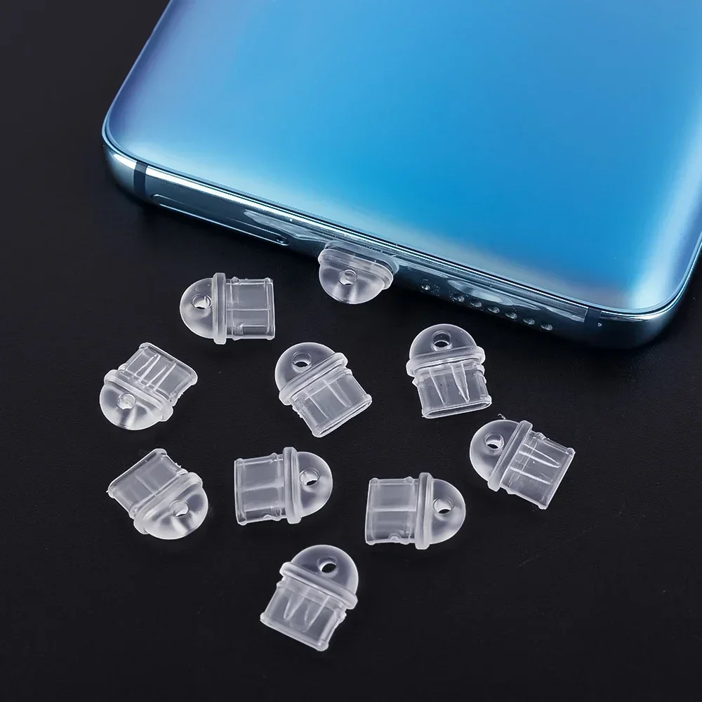 10/5/1 Uds puerto de carga transparente tapón antipolvo para IPhone Micro USB tipo C auricular 3,5mm Jack a prueba de polvo DIY tapones protectores - imagen 3