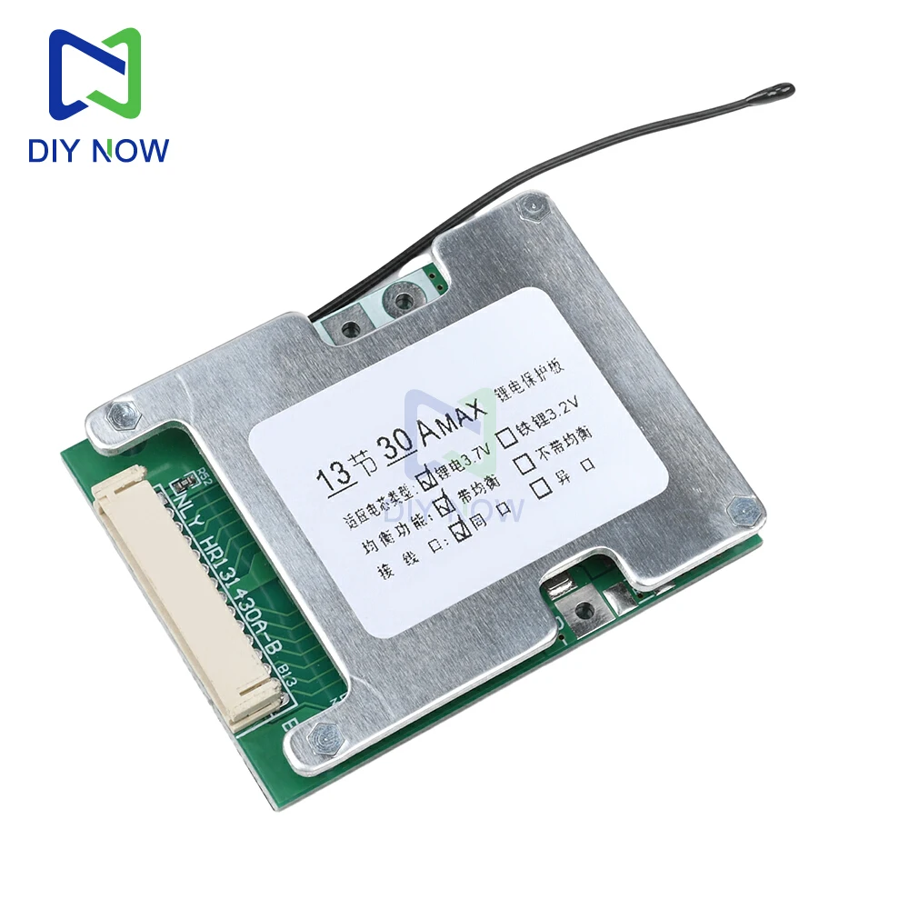 Placa de protección de batería de litio 13S 48V 30A BMS 18650 con batería ternaria de equilibrio para inversor de bicicleta eléctrica - imagen 4