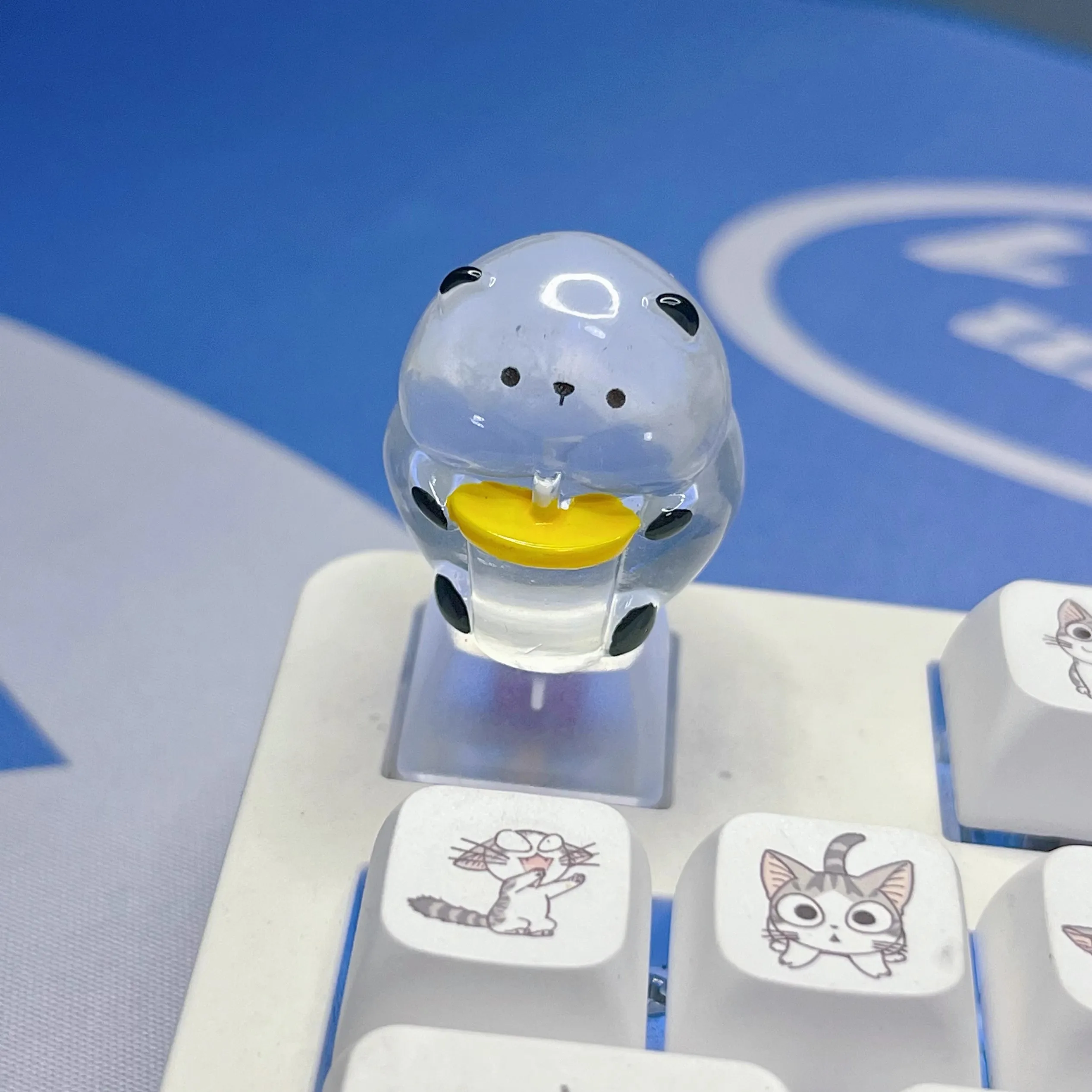 Teclas de Panda transparentes y luminosas creativas y bonitas, botones de decoración de teclado mecánico de eje transversal, teclas de regalo - imagen 3