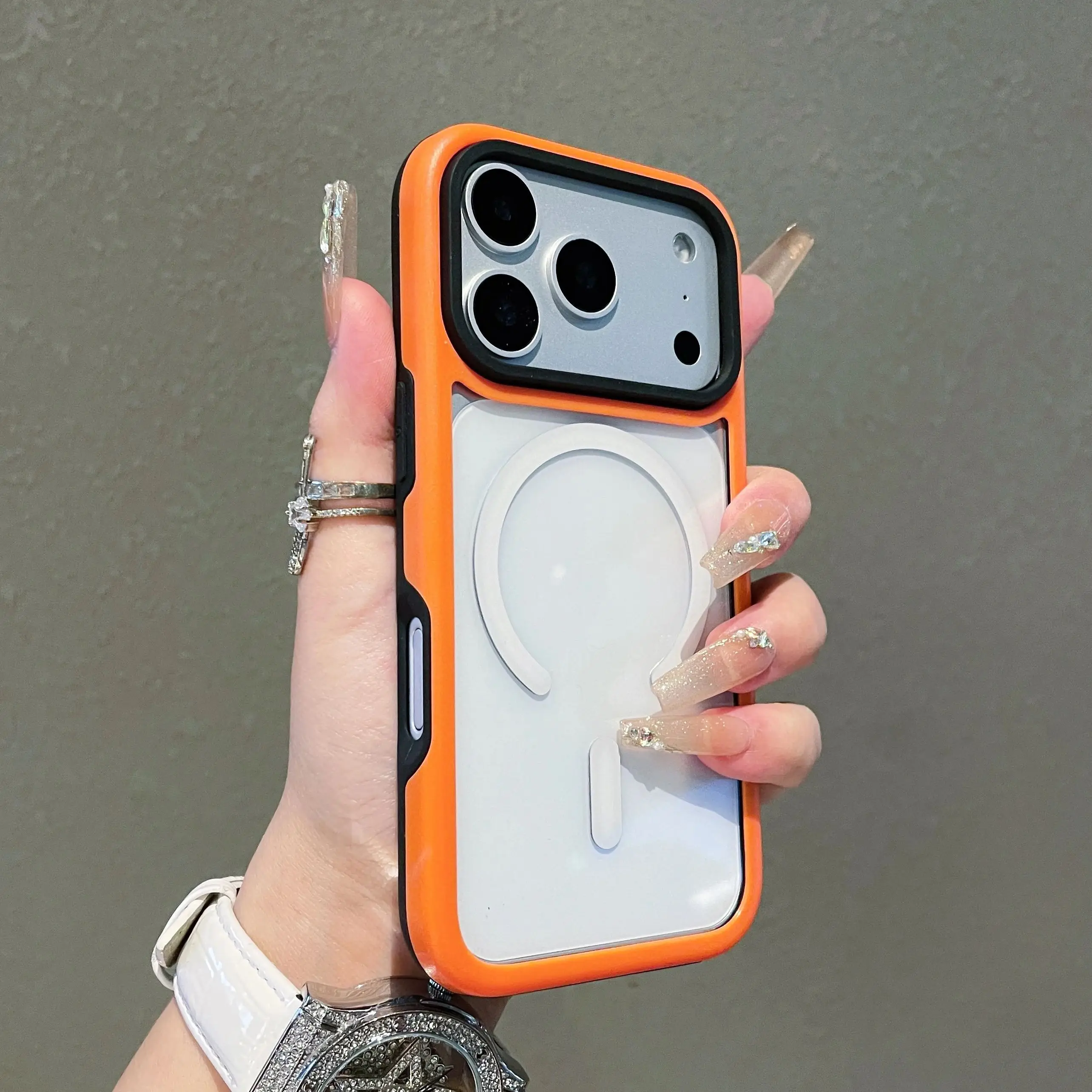 Funda magnética para teléfono Magsafe Armor de doble Color para iPhone 17 16 Plus 15 14 13 12 11 Pro Max, funda trasera dura transparente a prueba de golpes - imagen 5