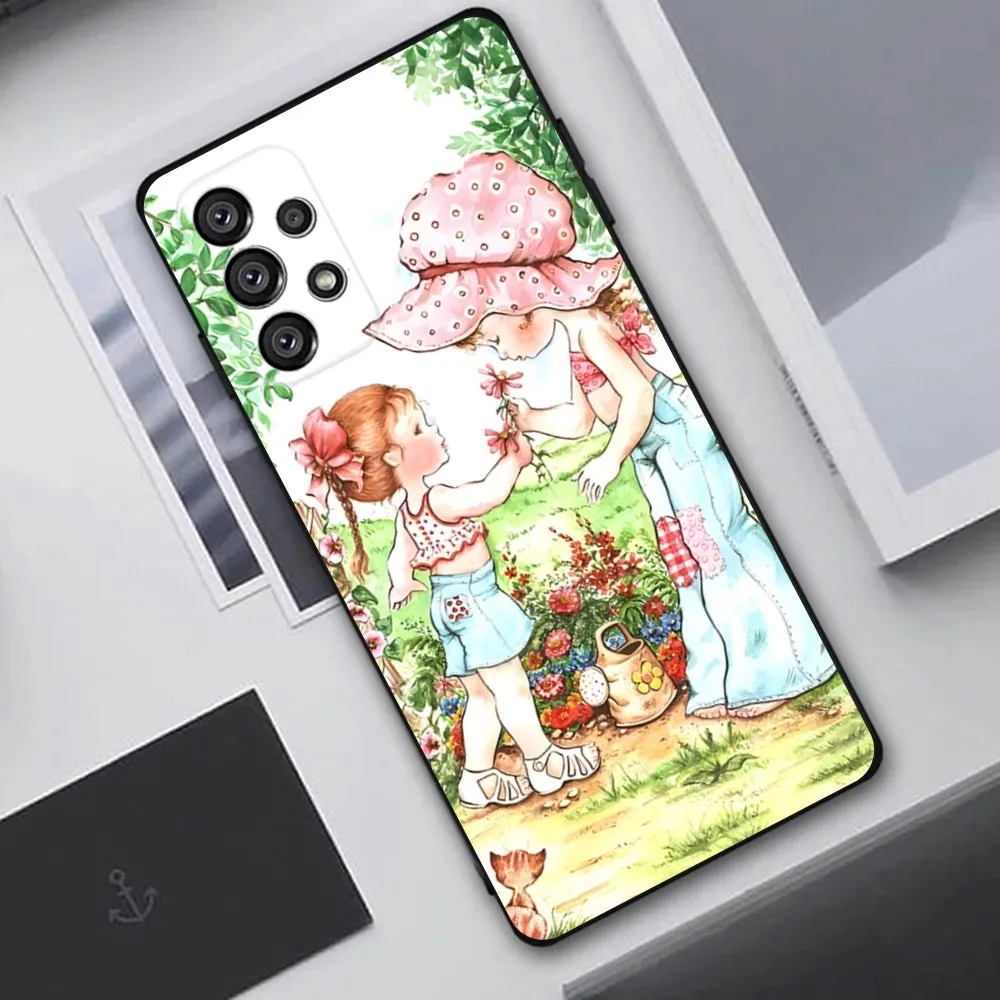 Funda de teléfono con patrón de Sarah Kay para Samsung Galaxy A20,A21s,A22,A31,A32,A52,A53,A72,73,A80,A91 funda negra suave - imagen 4