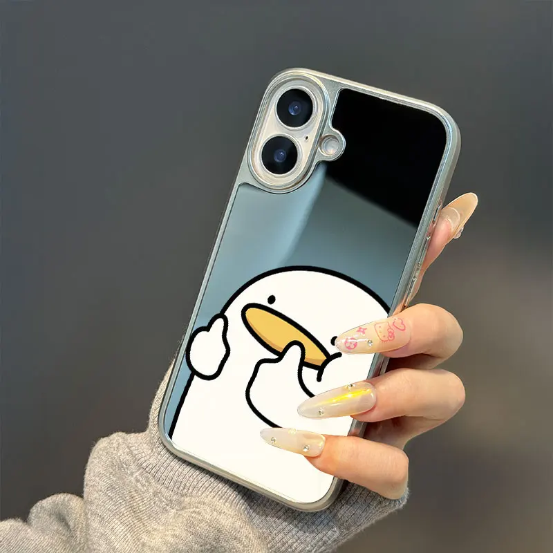 El pato que dio un pulgar hacia arriba para iPhone11/12/13/14/15/16/17 Pro Max AIR PLUS funda de teléfono con espejo epoxi TPU anticaída - imagen 4